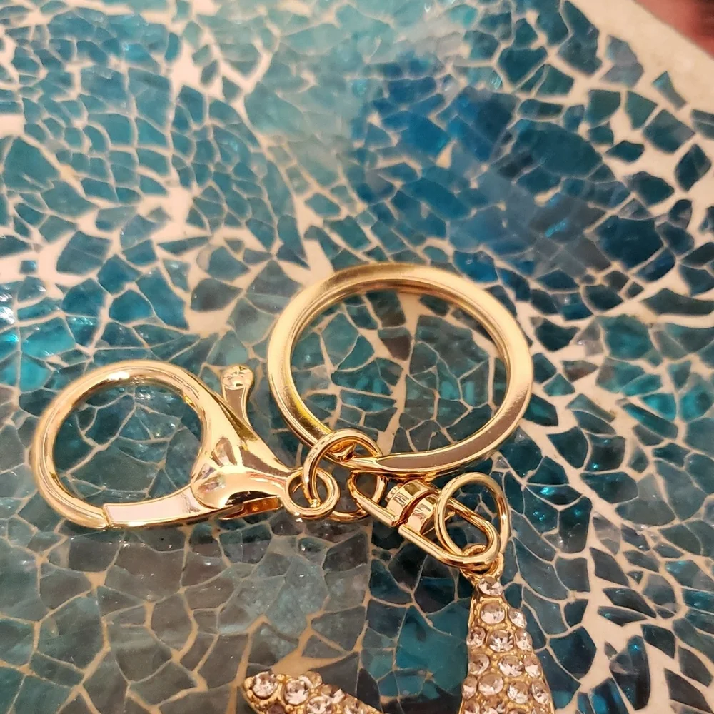 Gold Starfish Keychain with Rhinestones - Picture 4 of 5